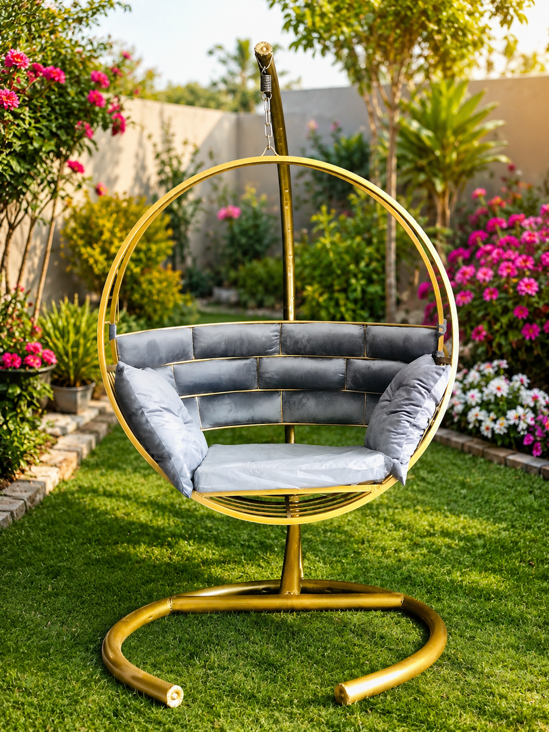 Premium Golden Hanging Swing Chair – Elegant Round Design